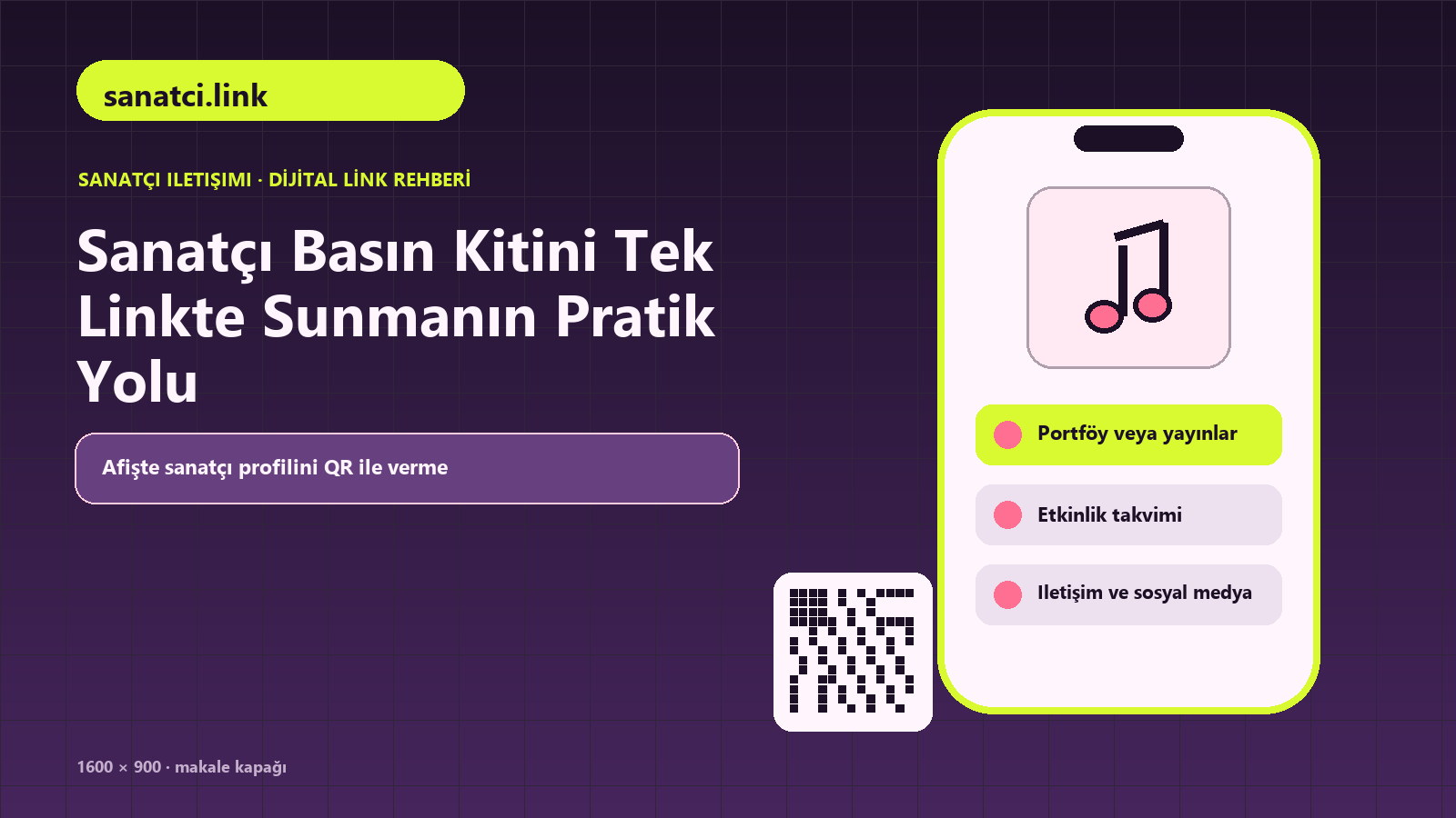Sanatçı Basın Kitini Tek Linkte Sunmanın Pratik Yolu için sanatçı biyografisi, portföy veya yayınlar, etkinlik takvimi içeren kapak görseli